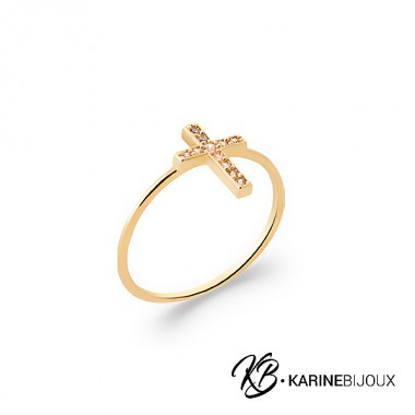 Bague croix Ana plaqué or.