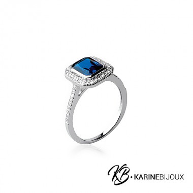 Bague Austin pavé bleu argent.