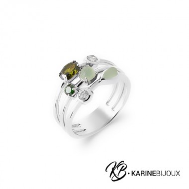 Bague Olympia argent et...