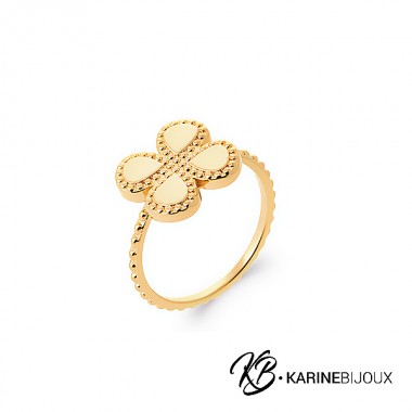 Bague Lydia trèfle plaqué or.