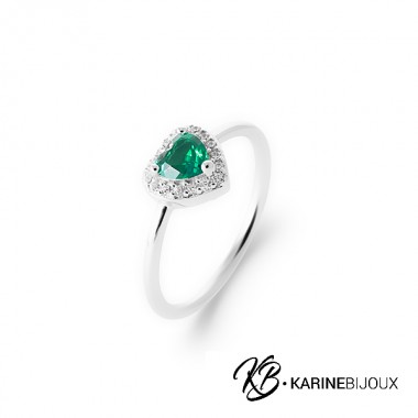 Bague cœur pierre verte Alaïa.