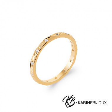 Anneau plaqué or et oxyde...