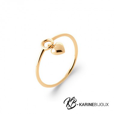 Bague breloque coeur plaqué...