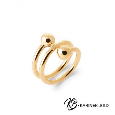 Bague boules plaqué or Azalia.