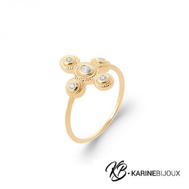 bague croix plaqué or Yüna.