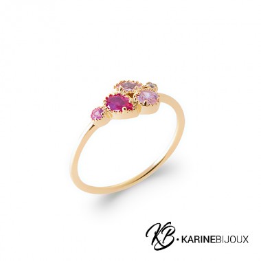 Bague fine pierres fuchsia...