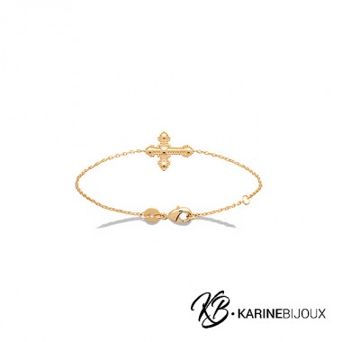 Bracelet croix en plaqué or...
