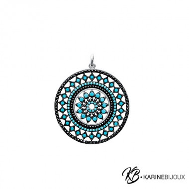 Pendentif bohème turquoise...