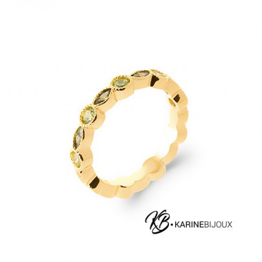 Bague anneau cristal vert...