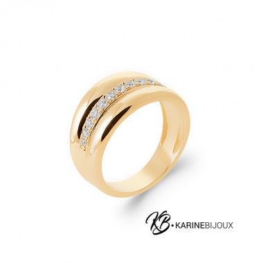 Bague large plaqué or et...