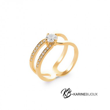 Bague élégante plaqué or et...