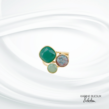 Bague trilogie agate verte...