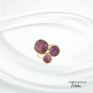 Bague ajustable pierres...