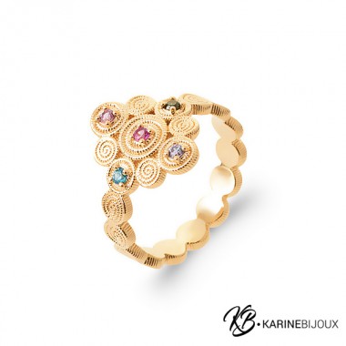 Bague "Labyrinthe" corolles...
