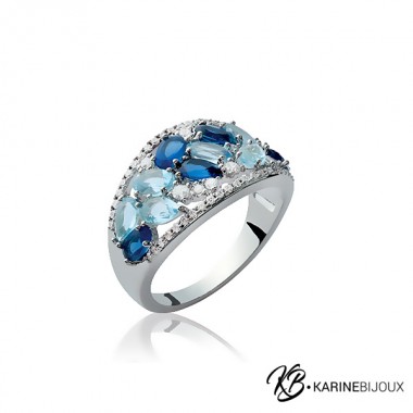 Bague Argent Rhodié Pierres...