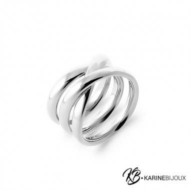 Bague Argent Rhodié Triple...
