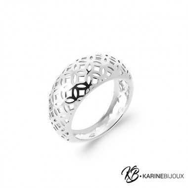 Bague Argent Rhodié Bombée...